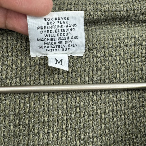 CP Shades Lagenlook Shacket Olive Green Flax Jacket Minimalist Size Medium - Picture 6 of 7